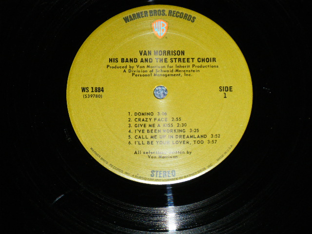 画像: VAN MORRISON - HIS HAND & THE STREET CHOIR ( Matrix # A)39780-A-1E / B)39781-B-1F )( Ex+, VG+/Ex++ )  / 1970 US AMERICA ORIGINAL "GREEN with WB Logo on TOP Label" Used LP