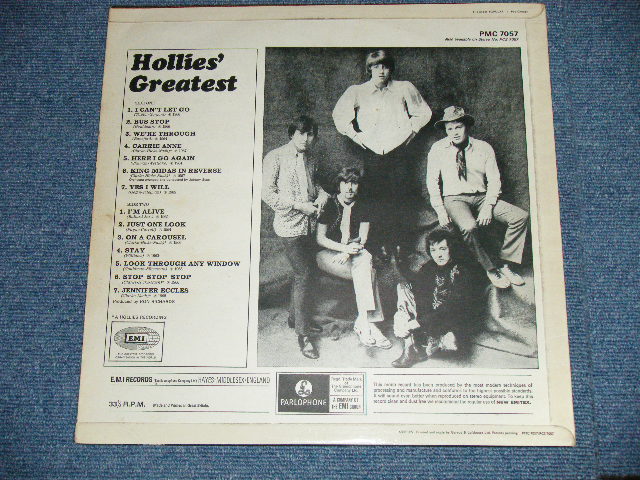 画像: THE HOLLIES - HOLLIES' GREATEST ( Matrix # A:1 /B:1 ) ( Ex++/Ex++)  / 1968 UK ENGLAND ORIGINAL "YELLOW PARLOPHONE" MONO  LP 