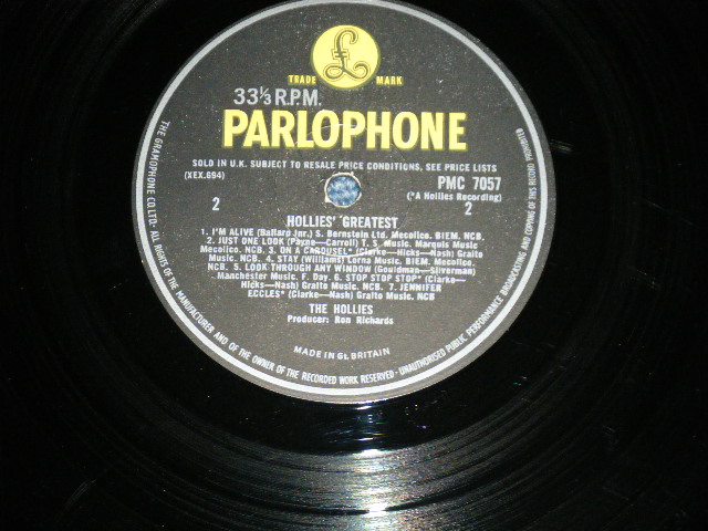画像: THE HOLLIES - HOLLIES' GREATEST ( Matrix # A:1 /B:1 ) ( Ex++/Ex++)  / 1968 UK ENGLAND ORIGINAL "YELLOW PARLOPHONE" MONO  LP 