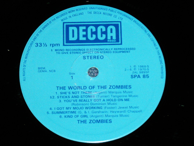 画像: ZOMBIES, The - THE WORLD OF THE ZOMBIES ( Ex+++/Ex+++ )  / 1975? UK ENGLAND "2nd Press Label"Used  LP 