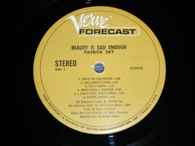 画像: PATRICK SKY - REALITY IS BAD ENOUGH  : ACID FOLK (Ex+/Ex++ Looks:Ex+) / 1968 US AMERICA ORIGINAL STEREO Used LP 