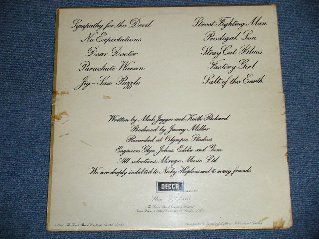 画像: ROLLING STONES -  BEGGARS BANQUET  (Matrix# A) XZAL-8476-1K / B) XZAL-8477-4K  ) ( VG-/Ex+  Looks:Ex- ) / 1968 UK ENGLAND "UnBoxed 'DECCA' Label"  STEREO  Used LP