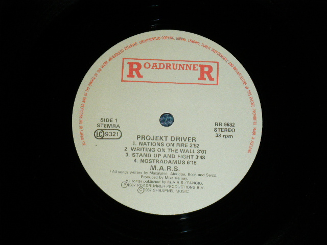 画像: M.A.R.S. MACALPINE ALDRIDGW ROCK SARZO - PROJECT DRIVE  ( Ex+++/MINT-) / 1987 HOLLAND  ORIGINAL Used LP