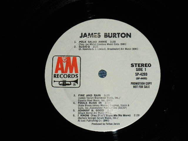 画像: JAMES BURTON - JAMES BURTON ( Ex++/MINT-)  / 1971 US AMERICA ORIGINAL "WHITE LABEL PROMO" Used LP 