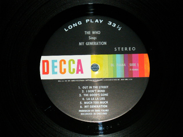 画像: THE WHO  -  MY GENERATION (Ex++/Ex+++ A-3,4:Ex)  / 1966 US AMERICA ORIGINAL STEREO Used  LP 