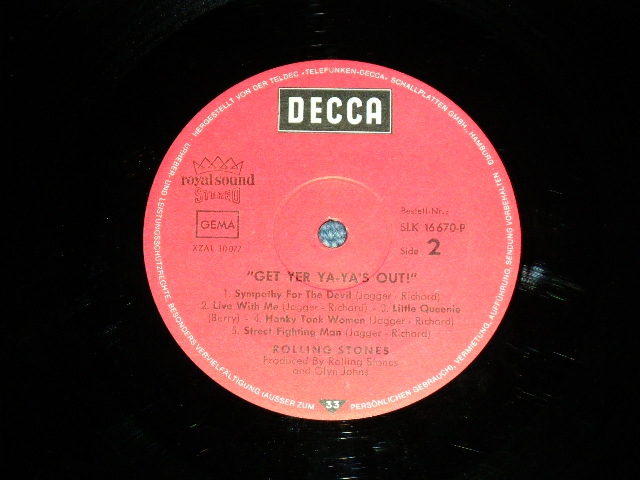 画像: ROLLING STONES - GET YER YA-YA'S OUT ( Ex+/Ex+++ )  / 1970 GERMAN GERMANY  ORIGINAL  "1st press RED Label with ROYAL SOUND " Credit  Label  Used  LP  