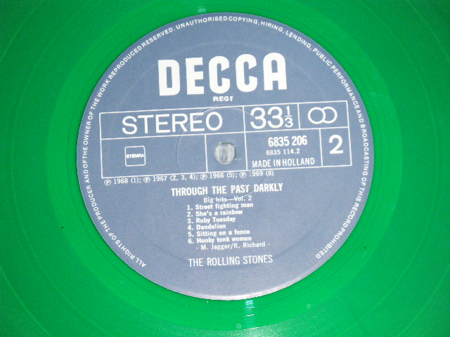 画像: ROLLING STONES - THROUGH THE PAST,DARKLY ( Ex+/Ex+++)  / HOLLAND ORIGINAL Limited  "GREEN WAX Vinyl" Used  LP  