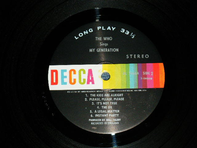 画像: THE WHO  -  MY GENERATION (Ex++/Ex+++ A-3,4:Ex)  / 1966 US AMERICA ORIGINAL STEREO Used  LP 