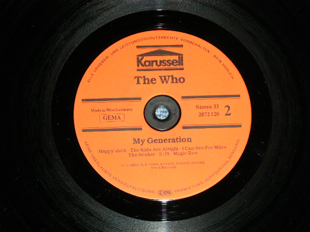 画像: THE WHO  - MY GERENRATION  ( Ex+++/MINT- ) / 1974? GERMAN GERMANY ORIGINAL Used  LP 