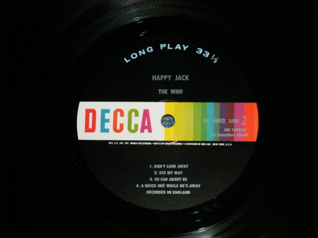 画像: THE WHO  -  HAPPY JACK ( Ex++/Ex+++)  / 1967 US AMERICA ORIGINAL MONO Used  LP 