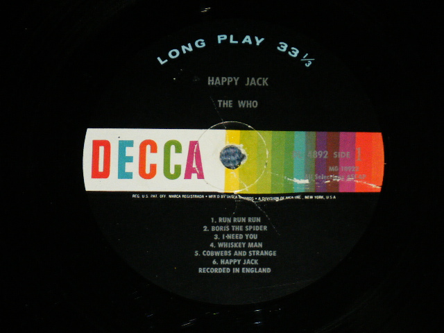 画像: THE WHO  -  HAPPY JACK ( Ex/Ex+)  / 1967 US AMERICA ORIGINAL MONO Used  LP 