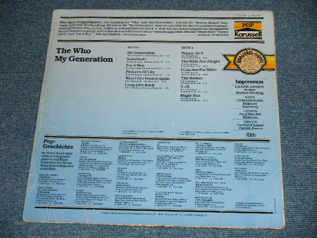 画像: THE WHO  - MY GERENRATION  ( VG+++/Ex++ ) / 1974? GERMAN GERMANY ORIGINAL Used  LP 