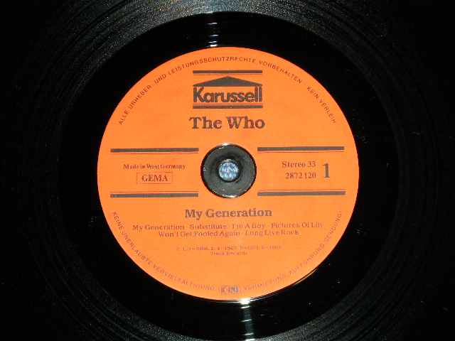 画像: THE WHO  - MY GERENRATION  ( Ex+++/MINT- ) / 1974? GERMAN GERMANY ORIGINAL Used  LP 