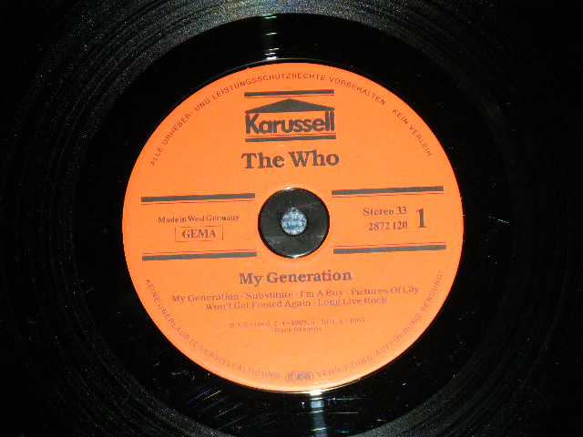 画像: THE WHO  - MY GERENRATION  ( VG+++/Ex++ ) / 1974? GERMAN GERMANY ORIGINAL Used  LP 