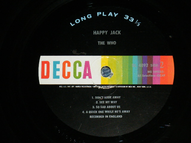 画像: THE WHO  -  HAPPY JACK ( Ex/Ex+)  / 1967 US AMERICA ORIGINAL MONO Used  LP 