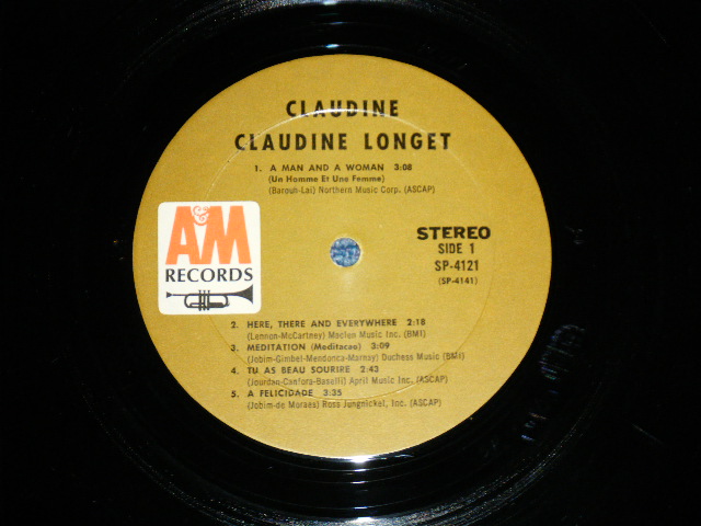 画像: CLAUDINE LONGET -  CLAUDINE ( Matrix # :A&M SP-4141 1A △10146  / A&M SP-4142 1A △10146-x  )( MINT-/Ex+++) / 1967 US AMERICA ORIGINAL "BROWN Label"  Used LP 