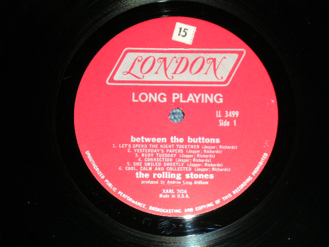 画像: ROLLING STONES - BETWEEN THE BUTTONS ( Ex+/Ex+,VG++) (Matrix# A) XARL 7616-2D  LL-3499-A/ B) XARL 7617-1D  LL-3499-B)  / 1967 VERSION  US AMERICA  2nd Press "RED with Boxed 'LONDON' Label"  MONO  Used LP