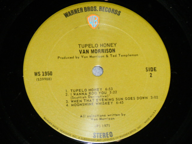 画像: VAN MORRISON - TUPELO HONEY ( Matrix Number A)WS 1950 39987-1A/B)WS 1950 39988-1A )( Ex/Ex++ Looks:Ex+) / 1971 US AMERICA 1st Press"WB" on TOP Label ORIGINAL Used LP