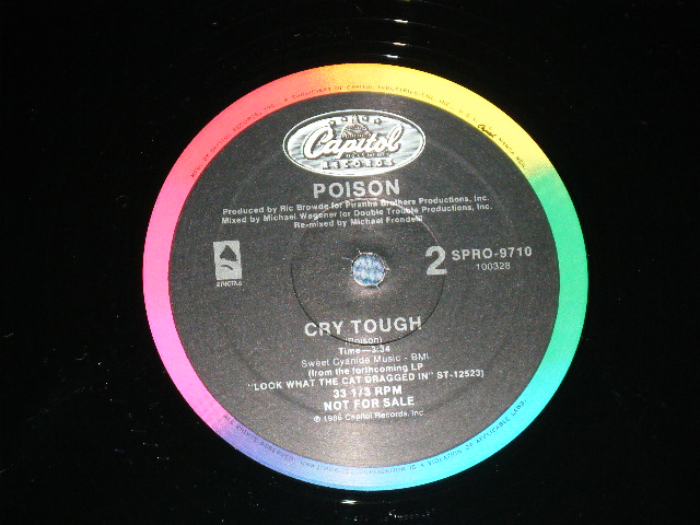 画像: POISON - CRY TOUGH  ( Ex++/MINT-) / 1986 US AMERICA ORIGINAL "PROMO Only" Used  12" Single"  