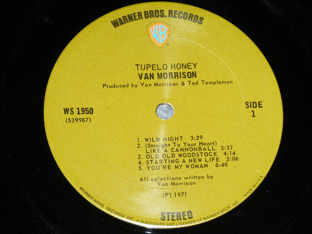画像: VAN MORRISON - TUPELO HONEY ( Matrix Number A)WS 1950 39987-1A/B)WS 1950 39988-1A )( Ex/Ex++ Looks:Ex+) / 1971 US AMERICA 1st Press"WB" on TOP Label ORIGINAL Used LP