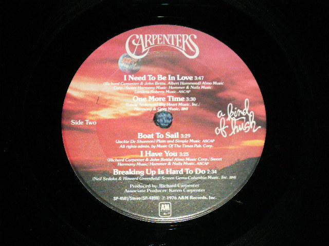 画像: CARPENTERS - A KIND OF HUSH  ( Matrix No. T1 AM  SP 4897 T2 /  T1 AM SP 4898 T2 )( VG+++/Ex++, Ex+++) NON ORIGINAL INNER SLEEVE  /  1976 US AMERICA ORIGINAL Used  LP 