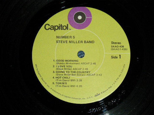画像: STEVE MILLER BAND - NUMBER 5 ( Ex+/Ex+++)  / 1970 US AMERICA ORIGINAL "GREEN with Purple'C' Logo on TOP Label" Used LP 