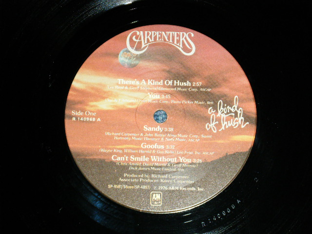 画像: CARPENTERS - A KIND OF HUSH  ( Matrix No. R 140968A 2/   R 140968B 1/ )( Ex++/MINT- ) With  ORIGINAL INNER SLEEVE  /  1976 US AMERICA ORIGINAL "2nd Press Label" Used  LP 
