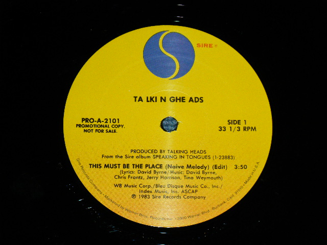 画像: TALKING HEADS -  THIS MUST BE THE PLACE ( Ex++/MINT-  ) / 1983 US AMERICA ORIGINAL "PROMO ONLY" Used 12" 