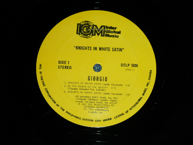 画像: GIORGIO MORODER - KNIGHTS IN WHITE SATIN ( Ex++/Ex+++) / 1976 US AMERICA Used LP 