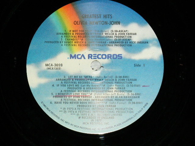 画像: OLIVIA NEWTON-JOHN - GREATEST HITS  (Matrix # W-7/ W-7 )  ( MINT-/MINT- )  /1980's US AMERICA  "2nd Press Label" Used LP 