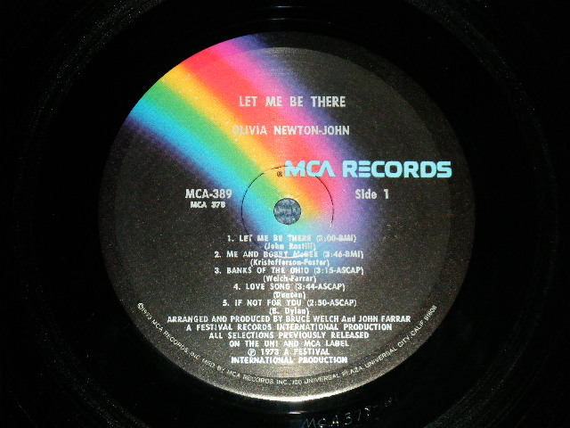 画像: OLIVIA NEWTON-JOHN -  LET ME BE THERE (Matrix# W1/W1)  ( Ex++/MINT-)  /1973 US AMERICA   ORIGINAL Used LP 
