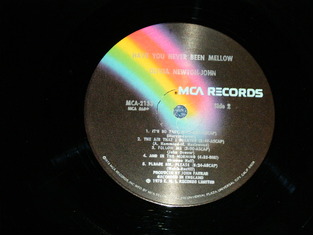 画像: OLIVIA NEWTON-JOHN - HAVE YOU NEVER BEEN MELLOW (Matrix # W7/W10)  (Ex++/MINT^)  /1975 US AMERICA ORIGINAL Used LP 