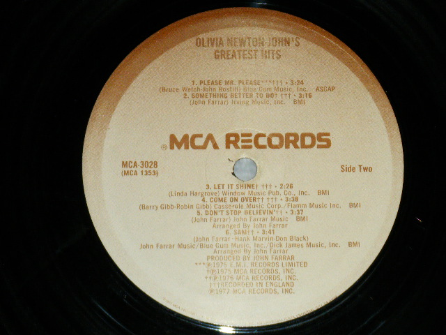 画像: OLIVIA NEWTON-JOHN - GREATEST HITS  (Matrix # W-1/ W-5 )  ( Ex+/Ex++ Looks:Ex+ )  /1977 US AMERICA ORIGINAL "1st Press Label" Used LP 
