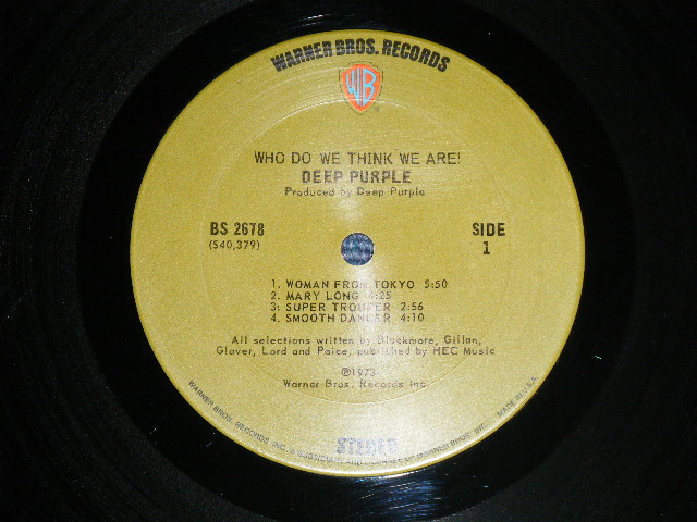 画像: DEEP PURPLE - WHO DO WE THINK WE ARE :With INSERTS  ( Ex+/Ex++ Looks:Ex+++)  / 1973 US AMERICA ORIGINAL 1st Press Label "GREEN with 'WB' logo on TOP Label" Used  LP 