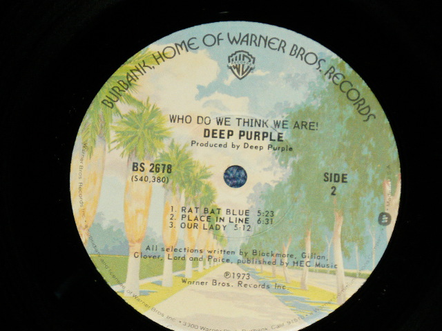画像: DEEP PURPLE - WHO DO WE THINK WE ARE  ( Ex+++/.MINT-)  / 1974 Version US AMERICA 2nd Press Label "BURBANK STREET Label" Used  LP 