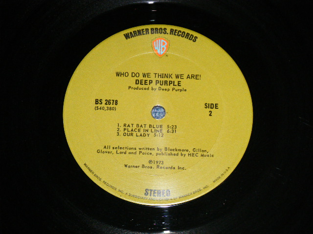 画像: DEEP PURPLE - WHO DO WE THINK WE ARE :With INSERTS  ( Ex+/Ex++ Looks:Ex+++)  / 1973 US AMERICA ORIGINAL 1st Press Label "GREEN with 'WB' logo on TOP Label" Used  LP 