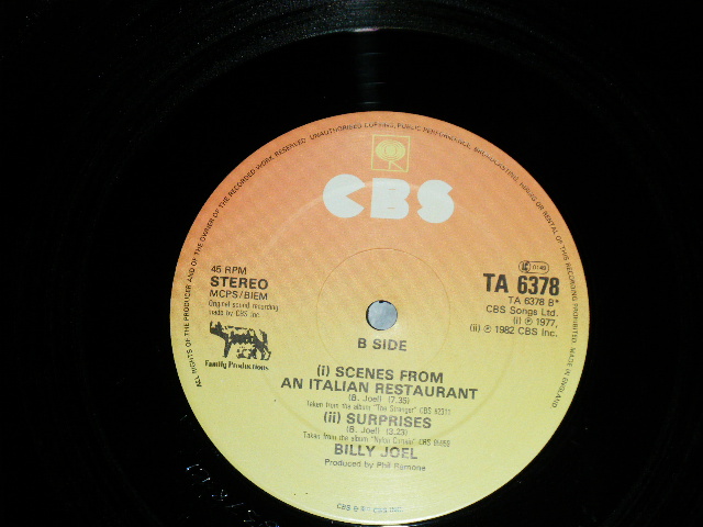 画像: BILLY JOEL -  YOU'RE ONLY HUMAN ( Ex+++/MINT ) / 1982 UK ENGLAND  ORIGINALUsed 12" 