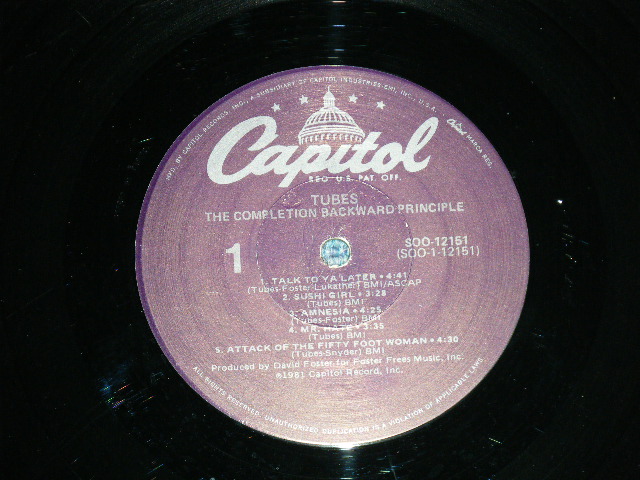 画像: TUBES - THE COMPILATION BACKWARD PRINCIPLE (With CUSTOM INNER SLEEVE) (Ex+++/Ex+) / 1981 US AMERICA ORIGINAL Used LP 