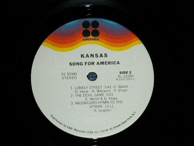 画像: KANSAS - SONG FOR AMERICA  (MINT-/MINT-) With ORIGINAL INNER SLEEVE  /  1975 US AMERICA ORIGINAL Used  LP 