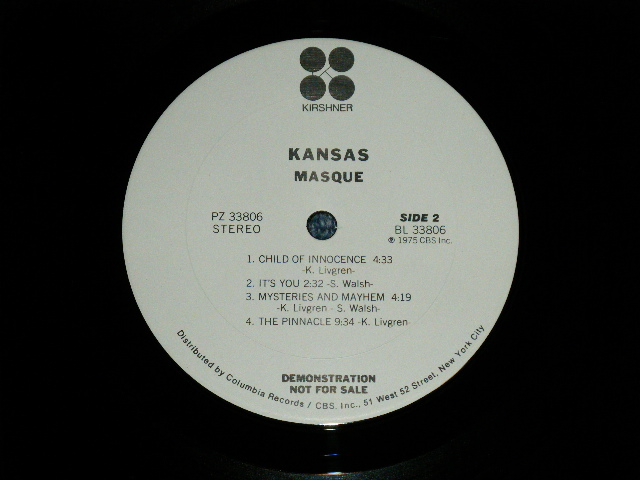 画像: KANSAS - MASQUE ( Ex++/MINT-) With ORIGINAL INNER SLEEVE  /  1975 US AMERICA ORIGINAL "WHITE LABEL PROMO" Used  LP 
