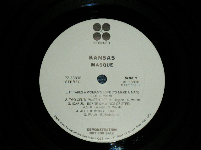 画像: KANSAS - MASQUE ( Ex++/MINT-) With ORIGINAL INNER SLEEVE  /  1975 US AMERICA ORIGINAL "WHITE LABEL PROMO" Used  LP 