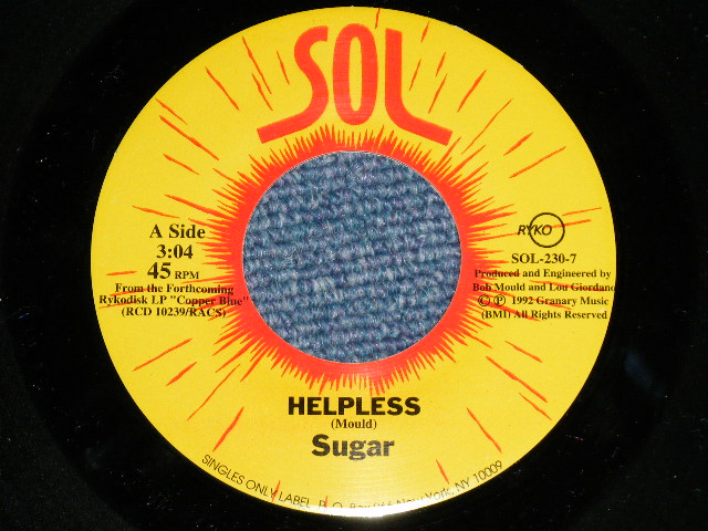 画像: Sugar ( BOB MOULD : ex HUSKER DU ) - HELPLESS / CHANGES ( MINT-/MINT)  / 1992  US AMERICA  ORIGINAL Used 7" Single