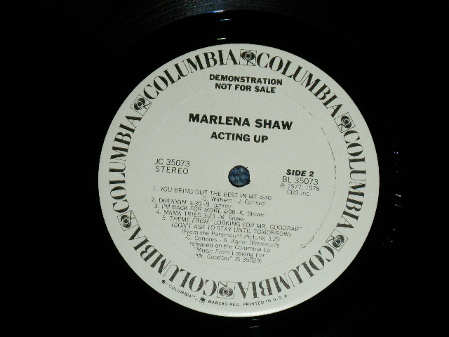 画像: MARLENA SHAW - ACTING UP ( Ex++/MINT-) / 1978 US AMERICA ORIGINAL "WHITE LABEL PROMO"  Used LP 