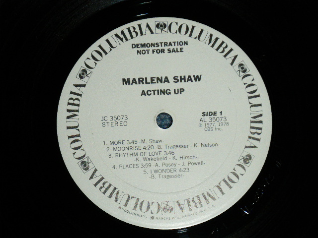 画像: MARLENA SHAW - ACTING UP ( Ex++/MINT-) / 1978 US AMERICA ORIGINAL "WHITE LABEL PROMO"  Used LP 