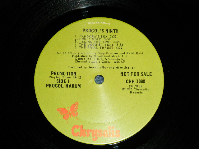 画像: PROCOL HARUM -  PROCOL'S NINTH (Ex+/MINT-) / 1975 US AMERICA  ORIGINAL "PROMO Seal" Used LP