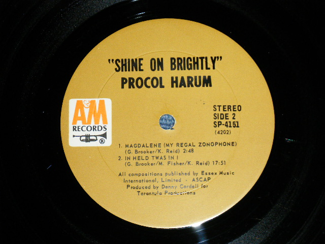 画像: PROCOL HARUM -  SHIN ON BRIGHTLY ( Matrix # A) A&M SP 4201 (RE-1) 3 / B) A&M SP 4202 (RE-1) 1) ( Ex++,Ex+/Ex+++) / 1968  US AMERICA  "1st  Press BROWN Label" Used LP