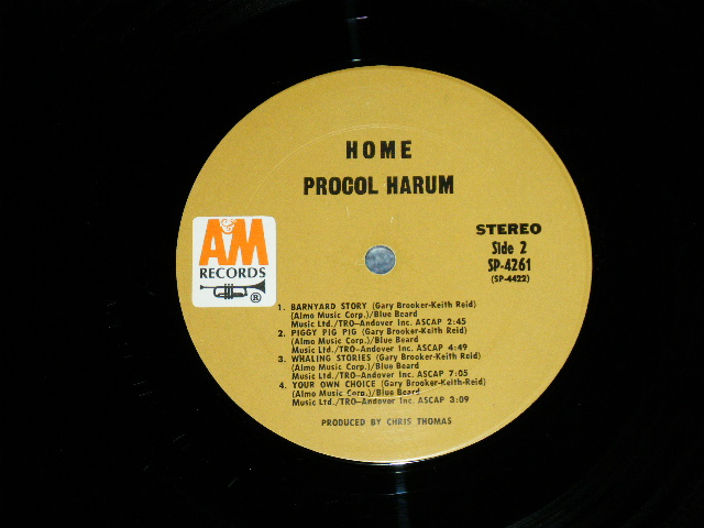 画像: PROCOL HARUM -  HOME ( Matrix # A) A&M SP 4421-RE 1  / B) A&M SP 4202-RE 1  ( Ex/Ex+++) / 1970  US AMERICA  "1st  Press BROWN Label" Used LP