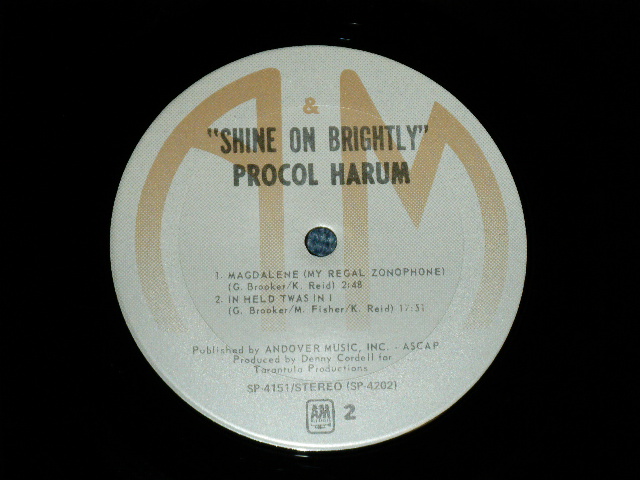 画像: PROCOL HARUM -  SHIN ON BRIGHTLY ( Matrix # A) A&M SP 4201 T3 / B) A&M SP 4202 RE-1 T2 ) (MINT-/MINT- Looks:Ex+++) / 1970's  US AMERICA  "2nd Press Label" Used LP