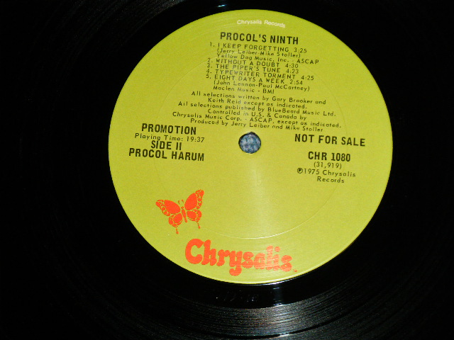 画像: PROCOL HARUM -  PROCOL'S NINTH (Ex+/MINT-) / 1975 US AMERICA  ORIGINAL "PROMO Seal" Used LP