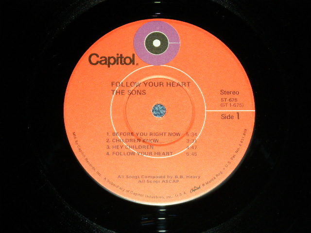 画像: THE SONS - FOLLOW YOUR HEART (MINT-/Ex++ Looks:Ex+) / 1971 US AMERICA 1st Press "LIME GREEN Label" Used LP 